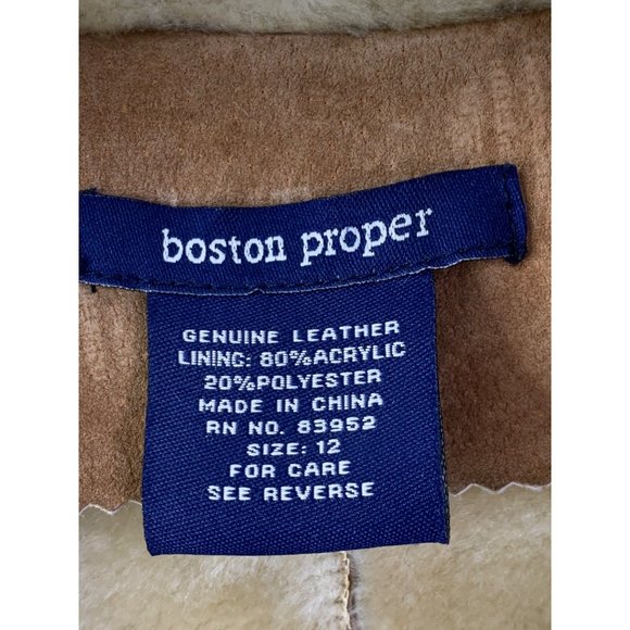 Boston Proper Patchwork Leather Midi Coat Size 12 Studs GUC 6635 Western - Picture 4 of 13